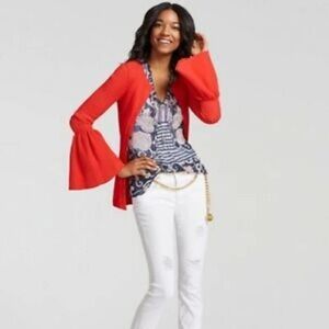 Cabi Peplum Blouse Size S V-Neck Sleeveless Sheer Floral Paisley Tank Top Blue